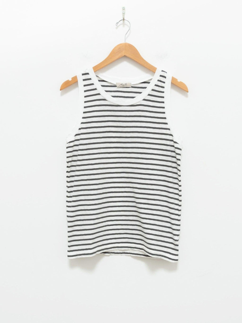 Namu Shop - Ichi Antiquites Border Cotton Jersey Tank Top - White x Charcoal