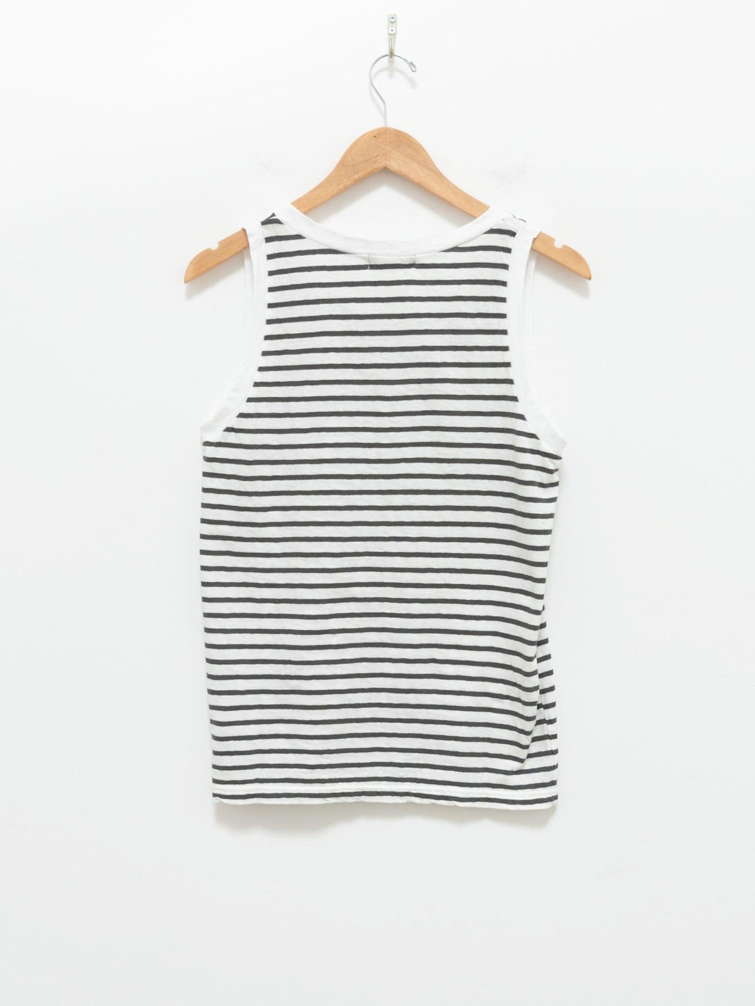 Namu Shop - Ichi Antiquites Border Cotton Jersey Tank Top - White x Charcoal