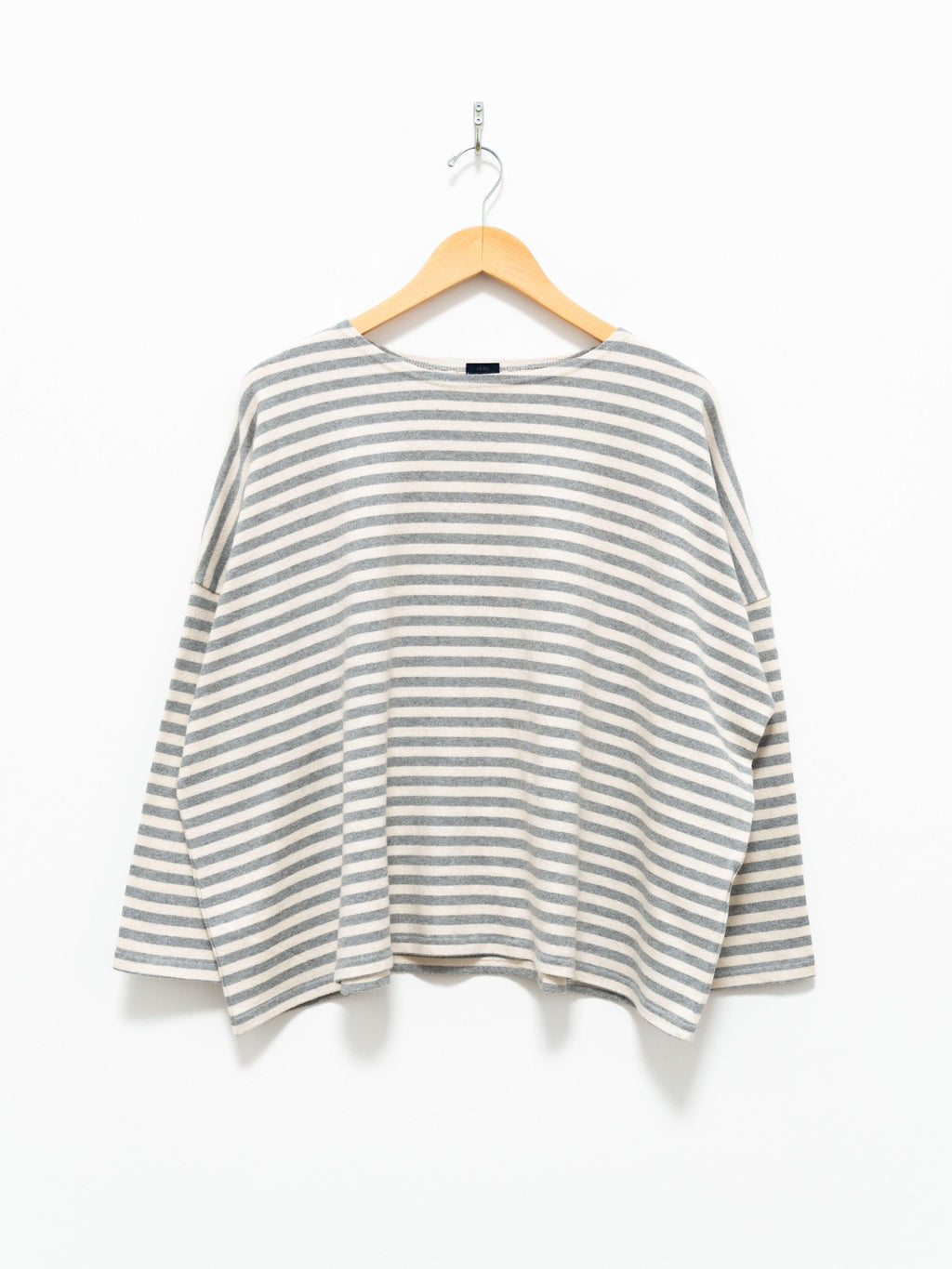 Namu Shop - Ichi Antiquites Brushed Border Wide Knit - Natural x Gray