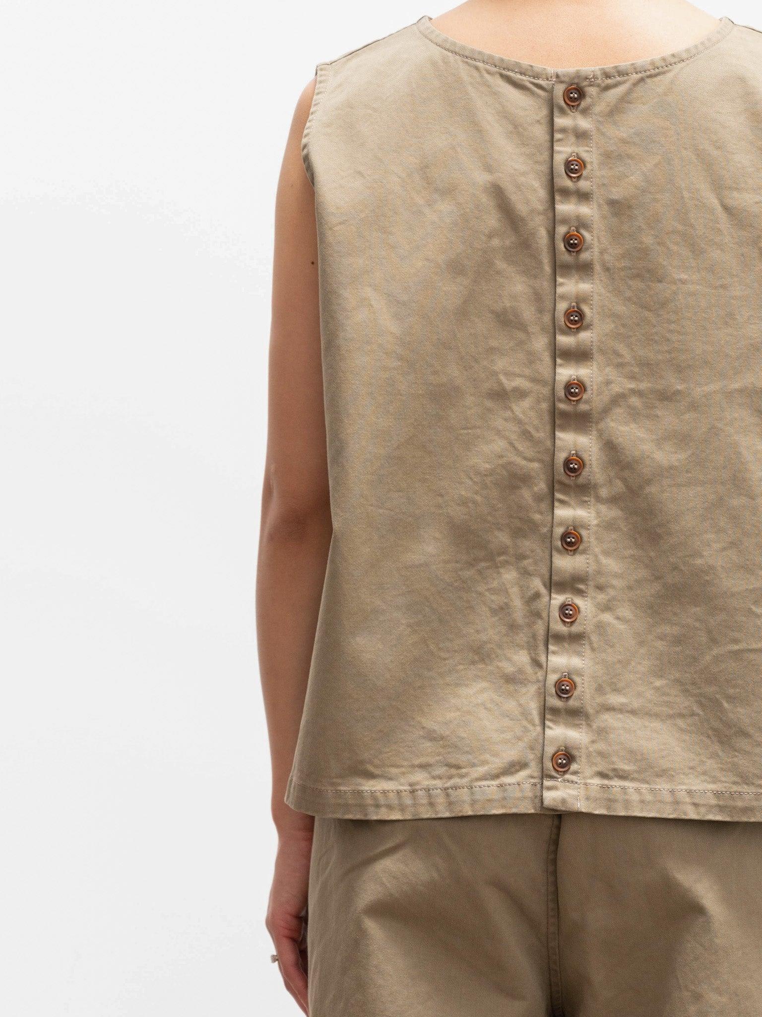 Namu Shop - Ichi Antiquites Button Vest - Beige Khaki