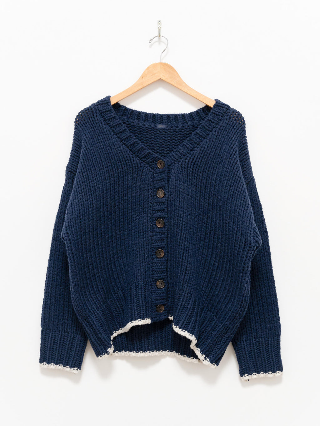 Namu Shop - Ichi Antiquites Chunky Wool Cardigan - Navy x White