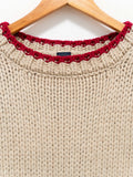 Namu Shop - Ichi Antiquites Chunky Wool Crewneck Knit - Natural x Red