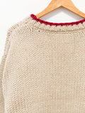 Namu Shop - Ichi Antiquites Chunky Wool Crewneck Knit - Natural x Red
