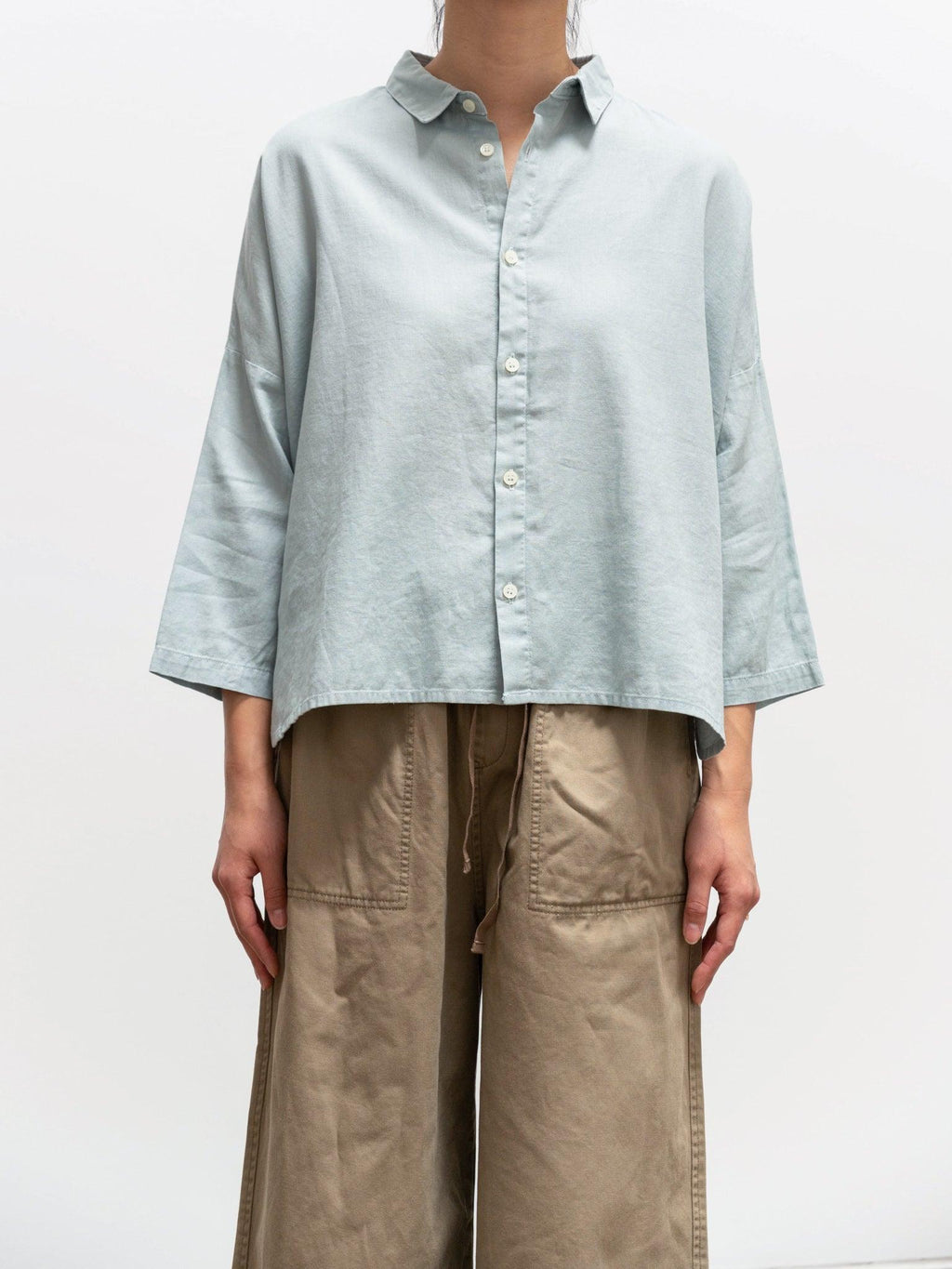 Namu Shop - Ichi Antiquites Co/Li BD Shirt - Mint Blue