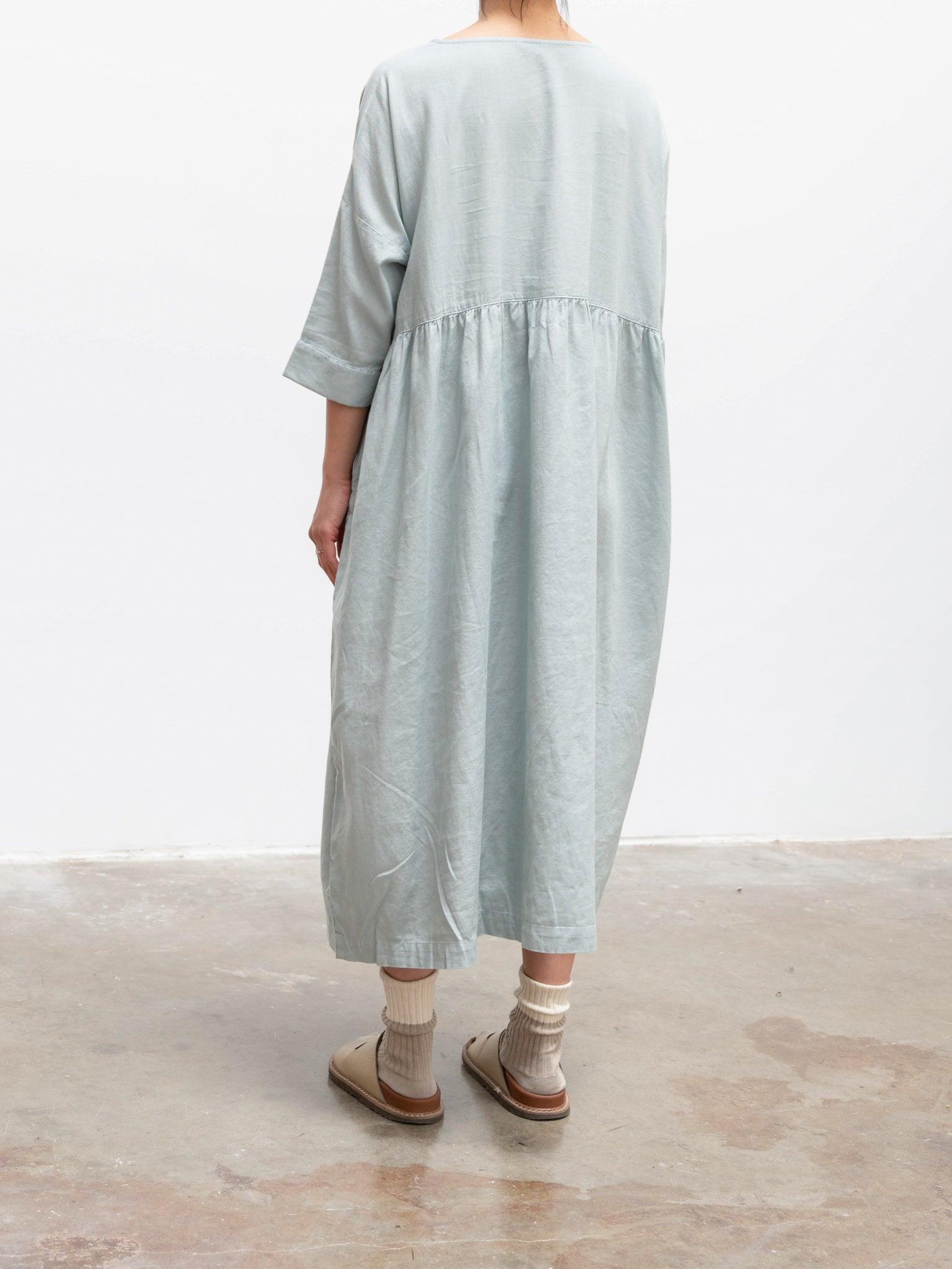 Namu Shop - Ichi Antiquites Co/Li Gather Dress - Mint Blue