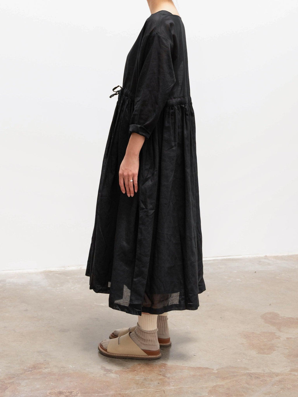 Namu Shop - Ichi Antiquites Co/Li Volume Gather Dress - Black