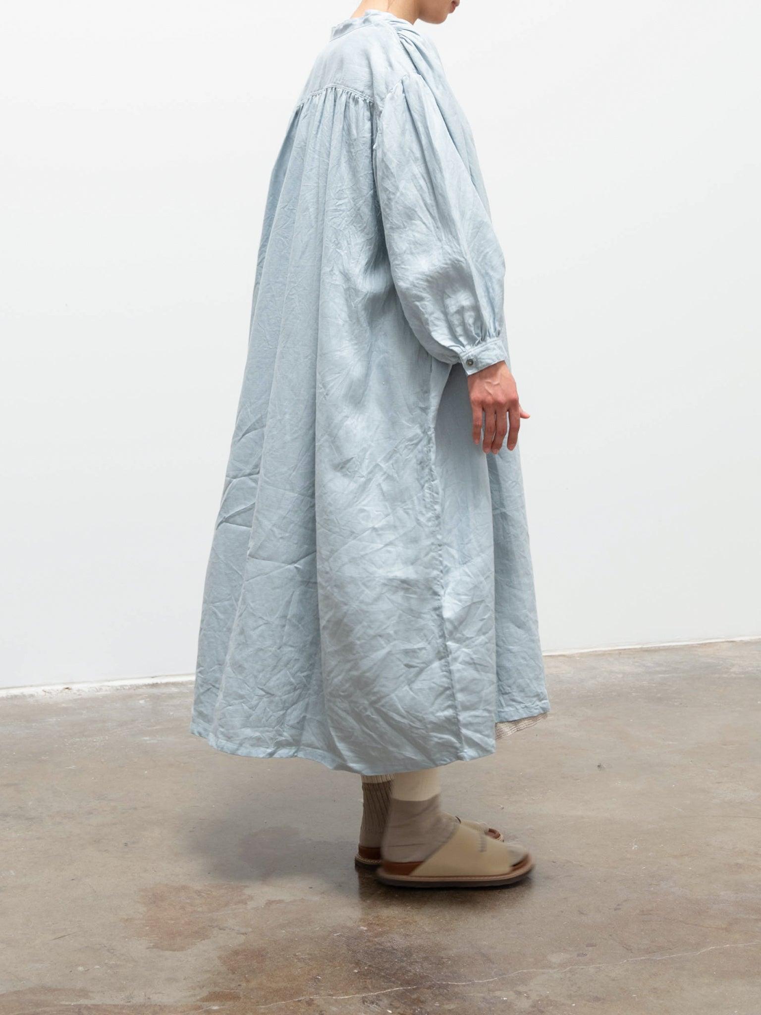Namu Shop - Ichi Antiquites Color Linen Dress - Light Blue