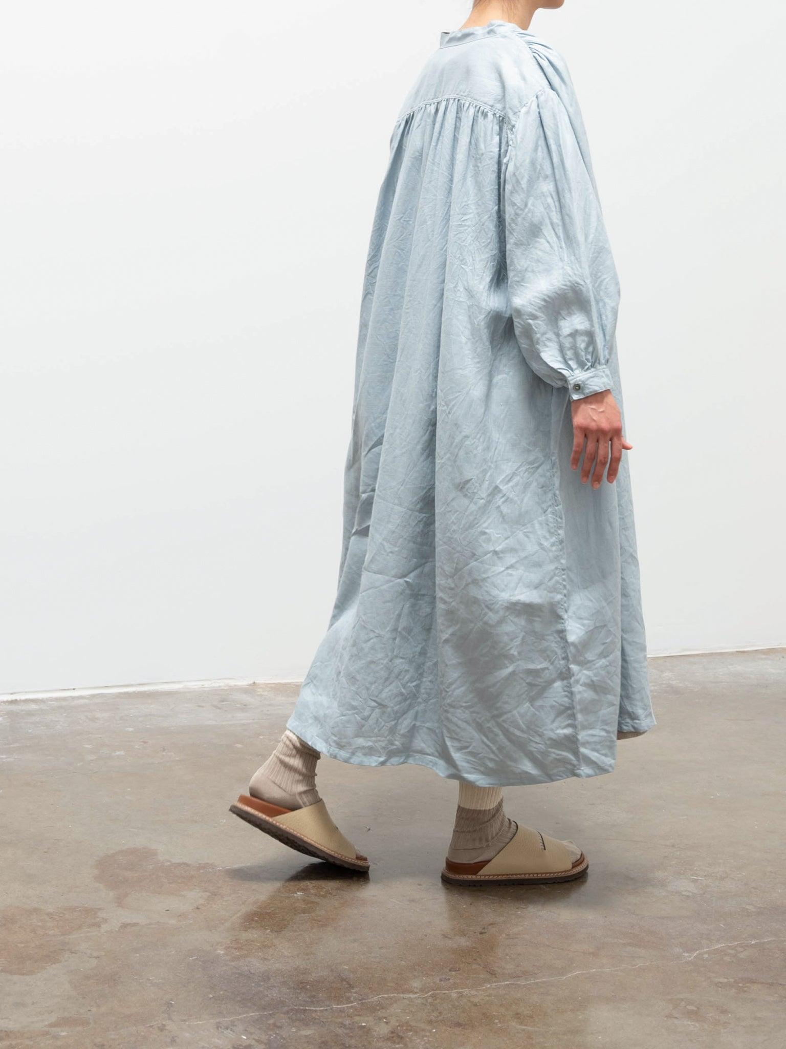 Namu Shop - Ichi Antiquites Color Linen Dress - Light Blue