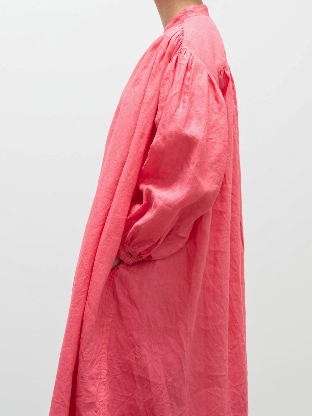 Namu Shop - Ichi Antiquites Color Linen Dress - Pink