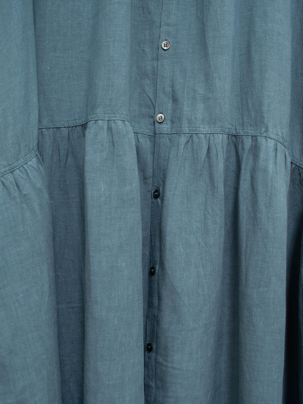 Namu Shop - Ichi Antiquites Color Linen Gather Dress - Blue