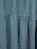Namu Shop - Ichi Antiquites Color Linen Gather Dress - Blue