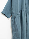 Namu Shop - Ichi Antiquites Color Linen Gather Dress - Blue
