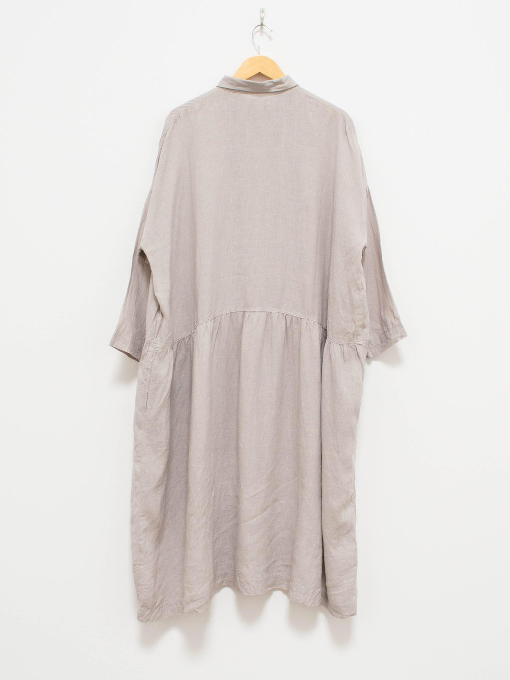 Namu Shop - Ichi Antiquites Color Linen Gather Dress - Light Gray