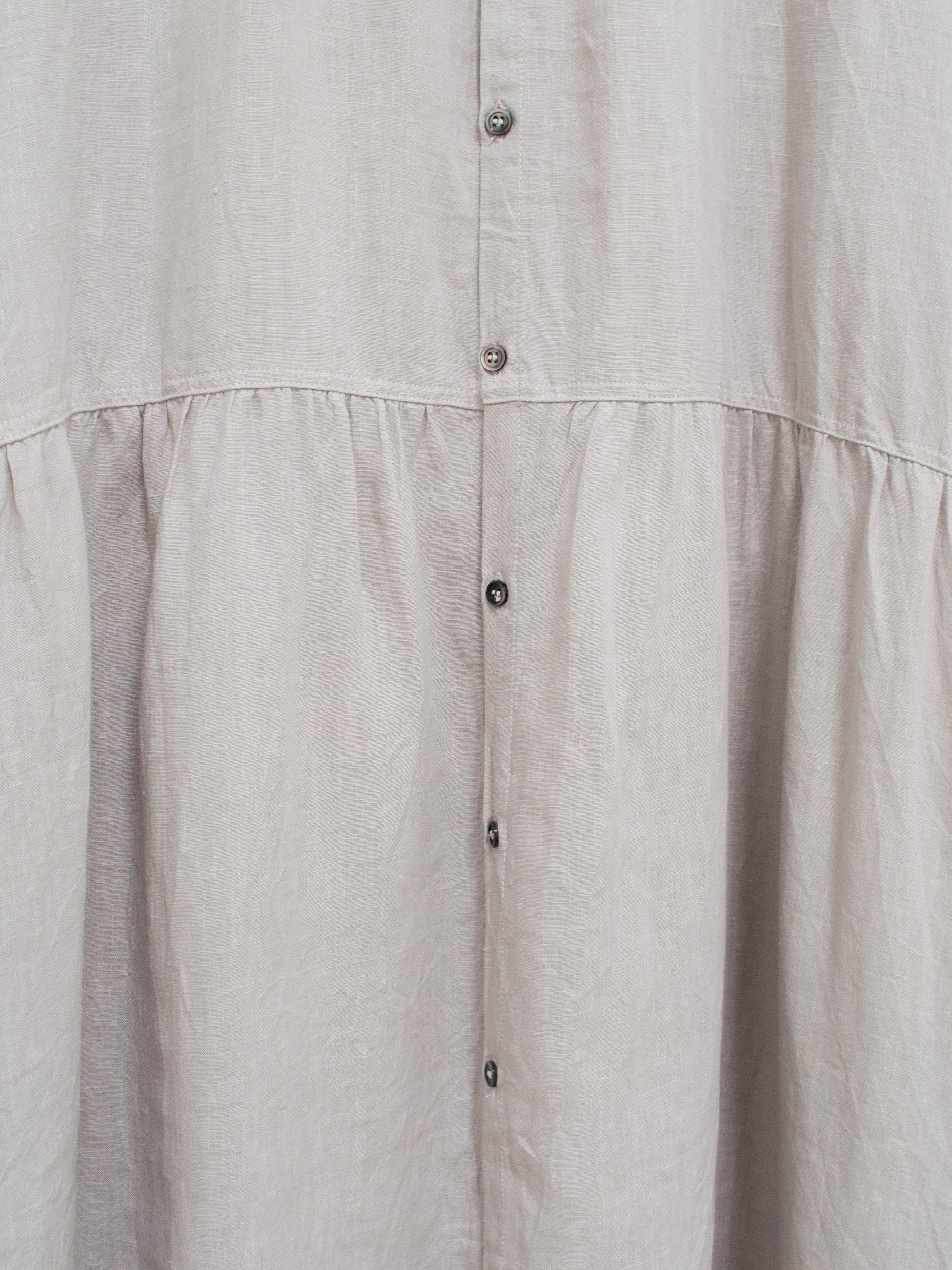 Namu Shop - Ichi Antiquites Color Linen Gather Dress - Light Gray