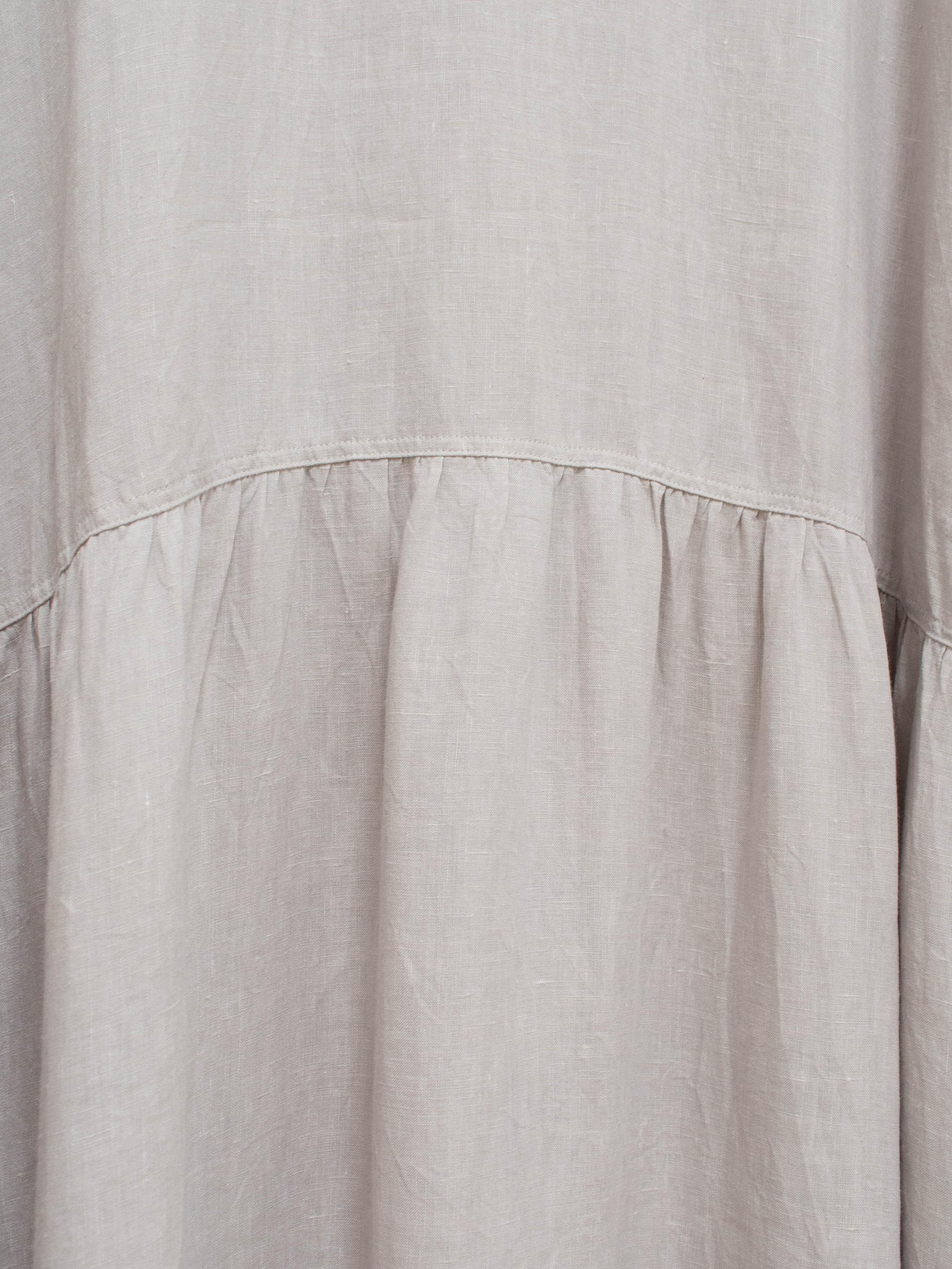 Namu Shop - Ichi Antiquites Color Linen Gather Dress - Light Gray