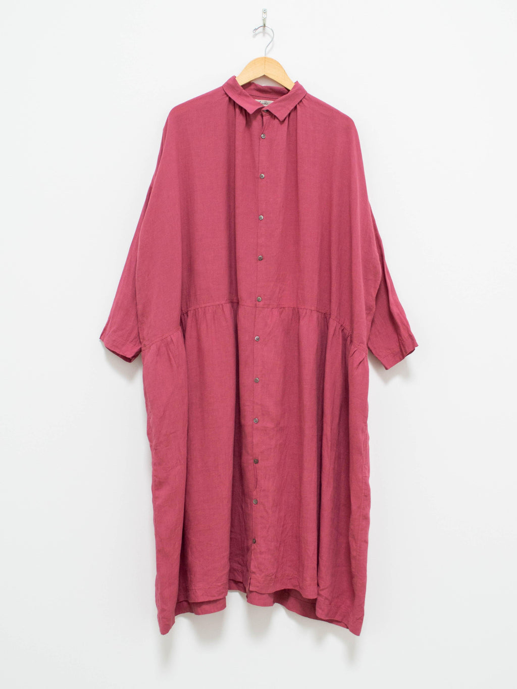 Namu Shop - Ichi Antiquites Color Linen Gather Dress - Pink