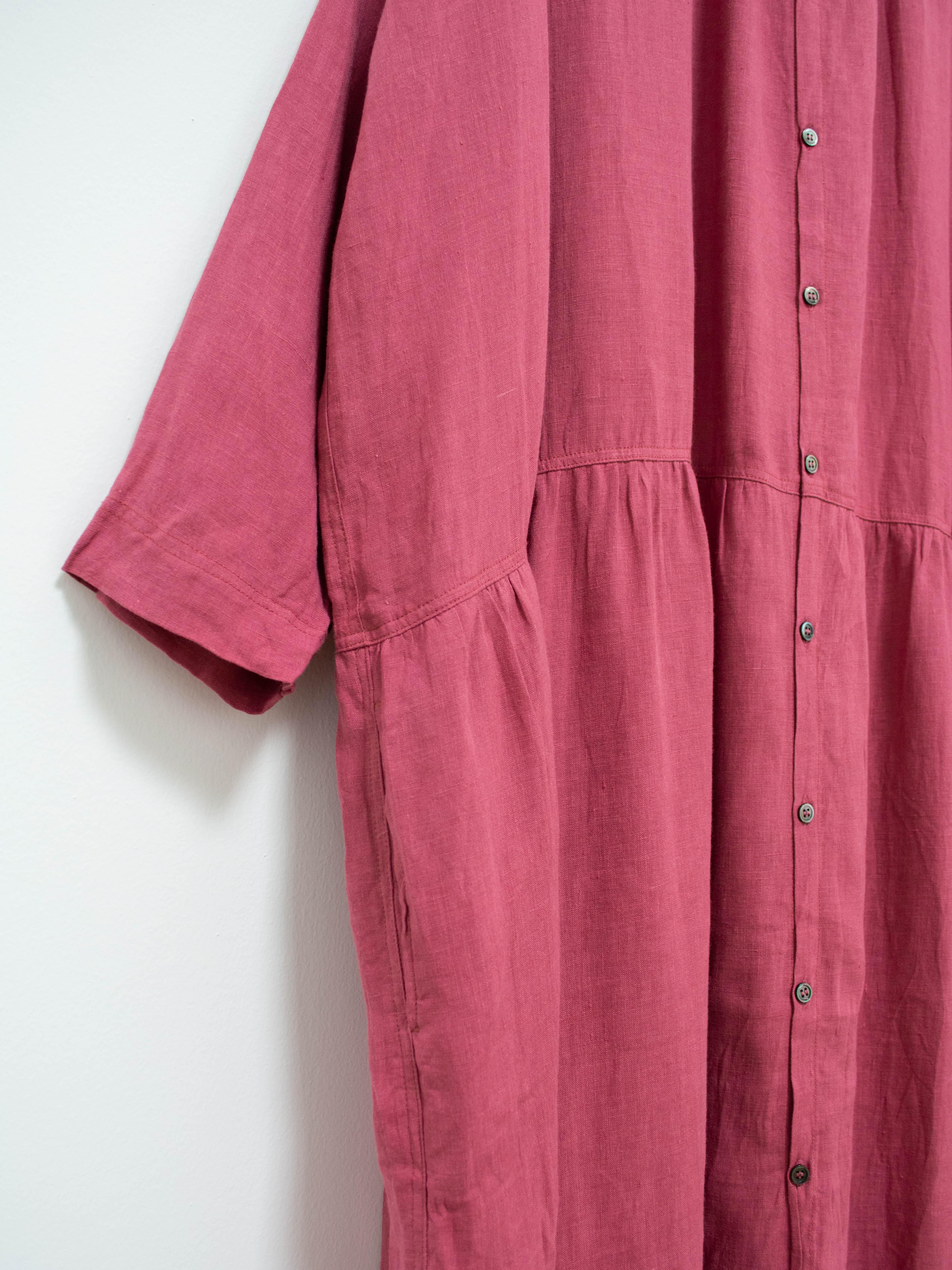 Namu Shop - Ichi Antiquites Color Linen Gather Dress - Pink