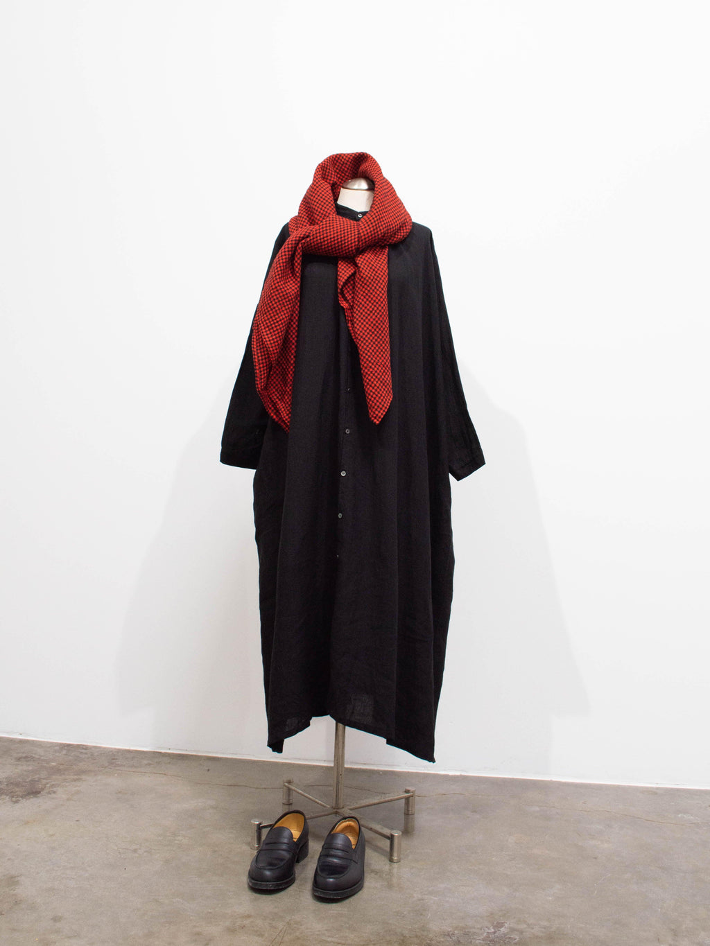 Namu Shop - Ichi Antiquites Color Linen Shirt Dress - Black