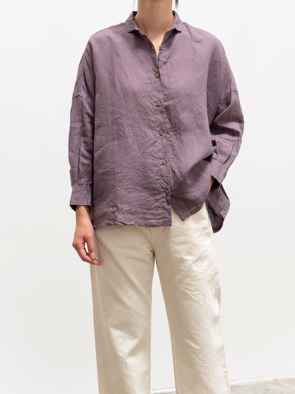 Namu Shop - Ichi Antiquites Color Linen Shirt - Lavender