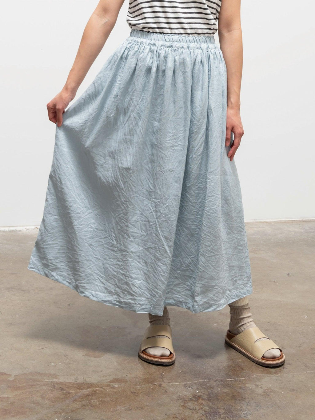 Namu Shop - Ichi Antiquites Color Linen Skirt - Light Blue