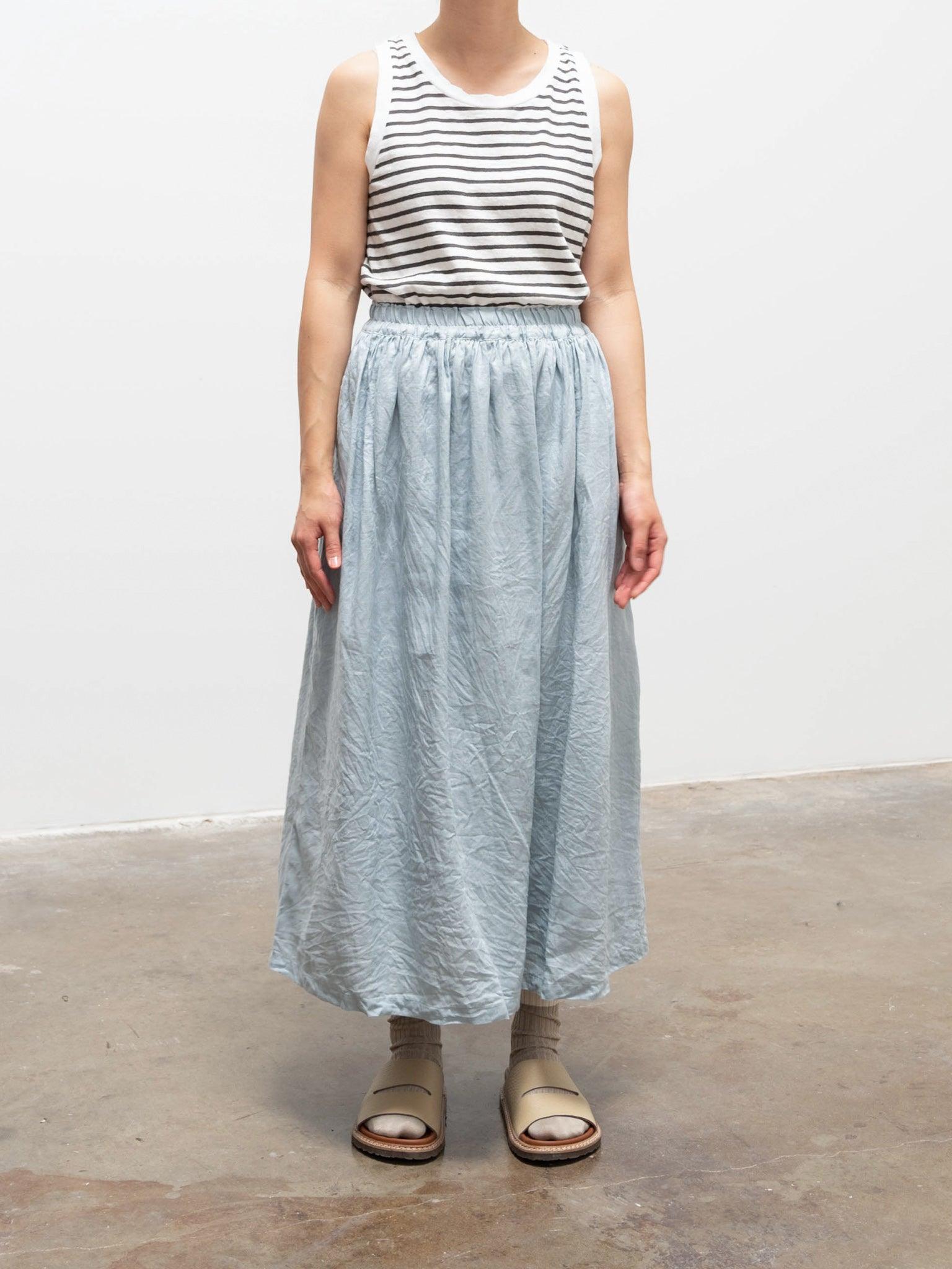 Namu Shop - Ichi Antiquites Color Linen Skirt - Light Blue