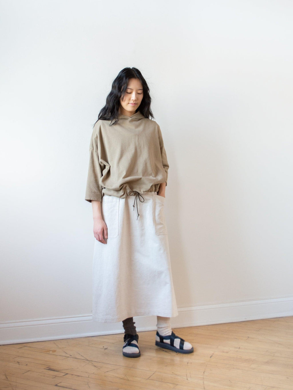 Namu Shop - Ichi Antiquites Cotton Hooded Sweatshirt - Beige