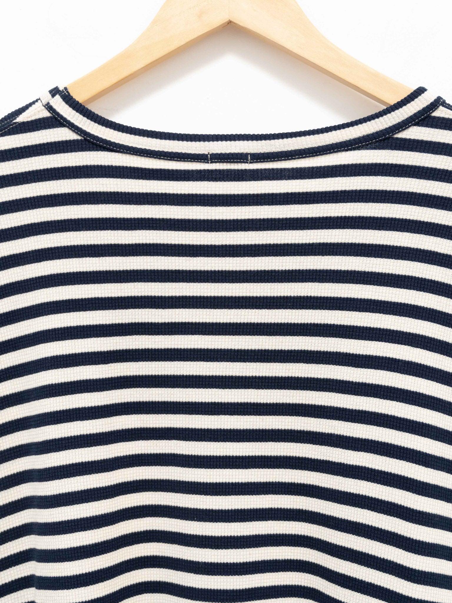Namu Shop - Ichi Antiquites Cotton Waffle Knit Dress - Natural x Navy