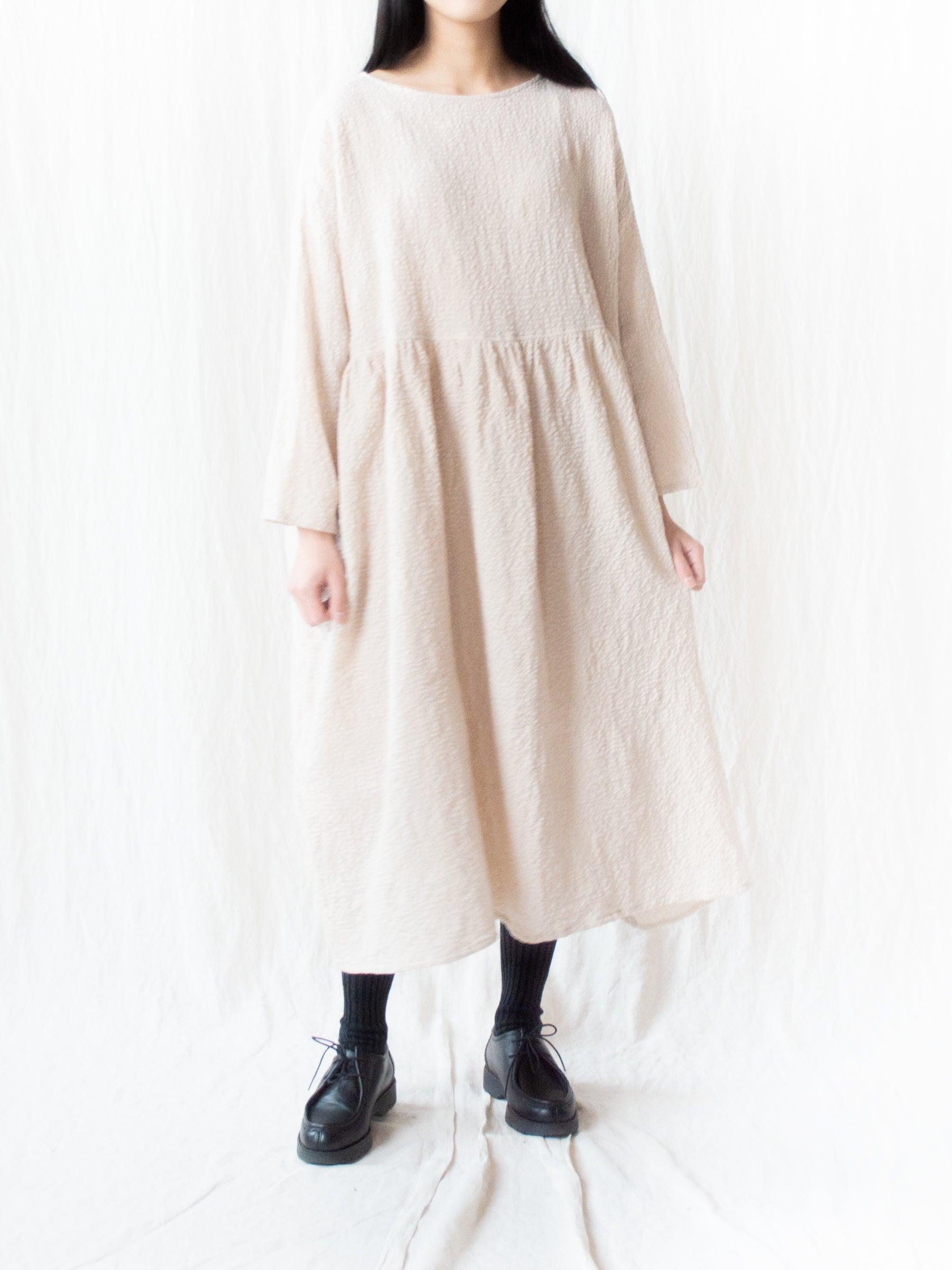 Crinkle Cotton Wool Dress - Natural Crinkle Cotton Wool Dress - Natural