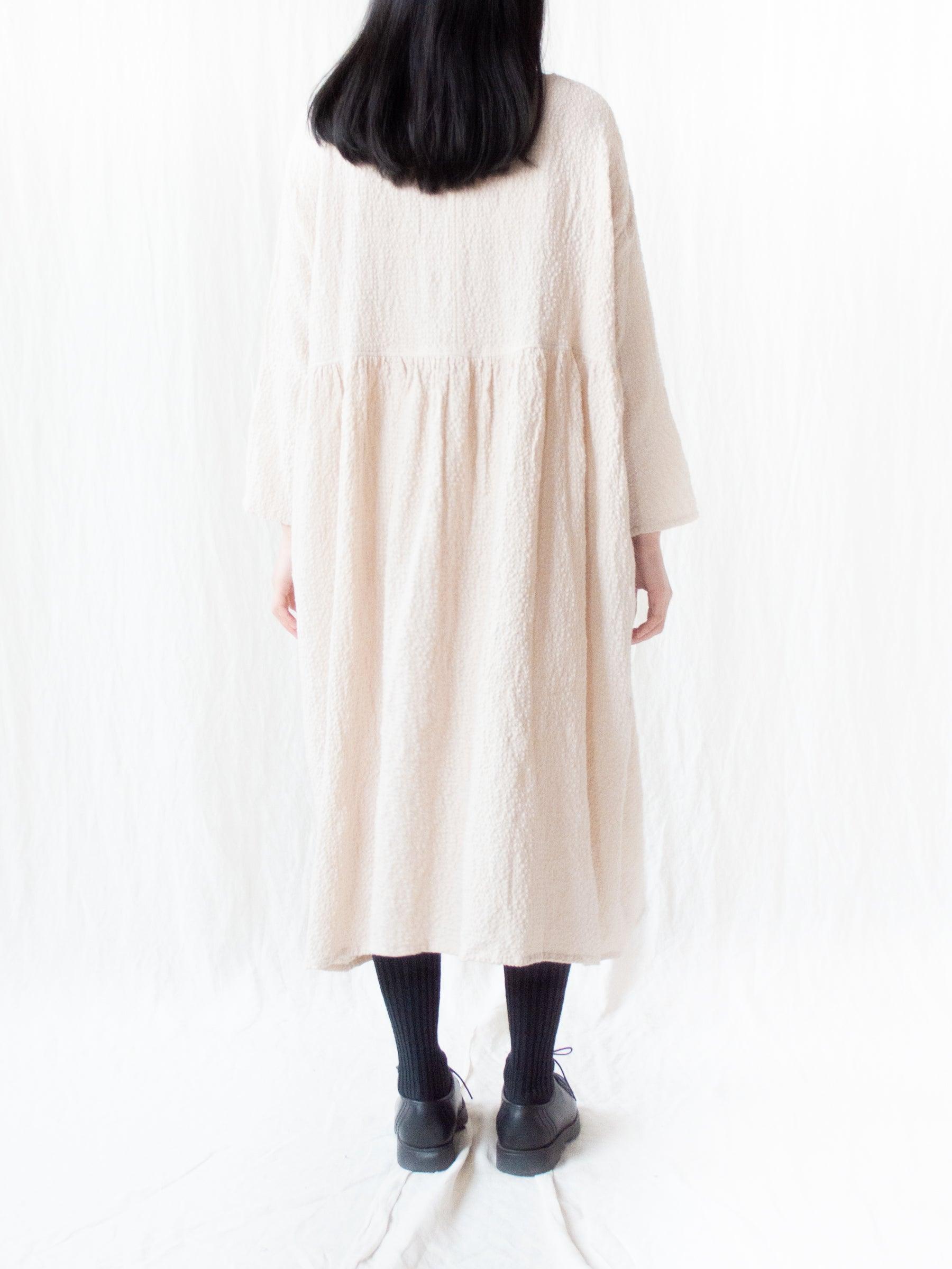 Namu Shop - Ichi Antiquites Crinkle Cotton Wool Dress - Natural