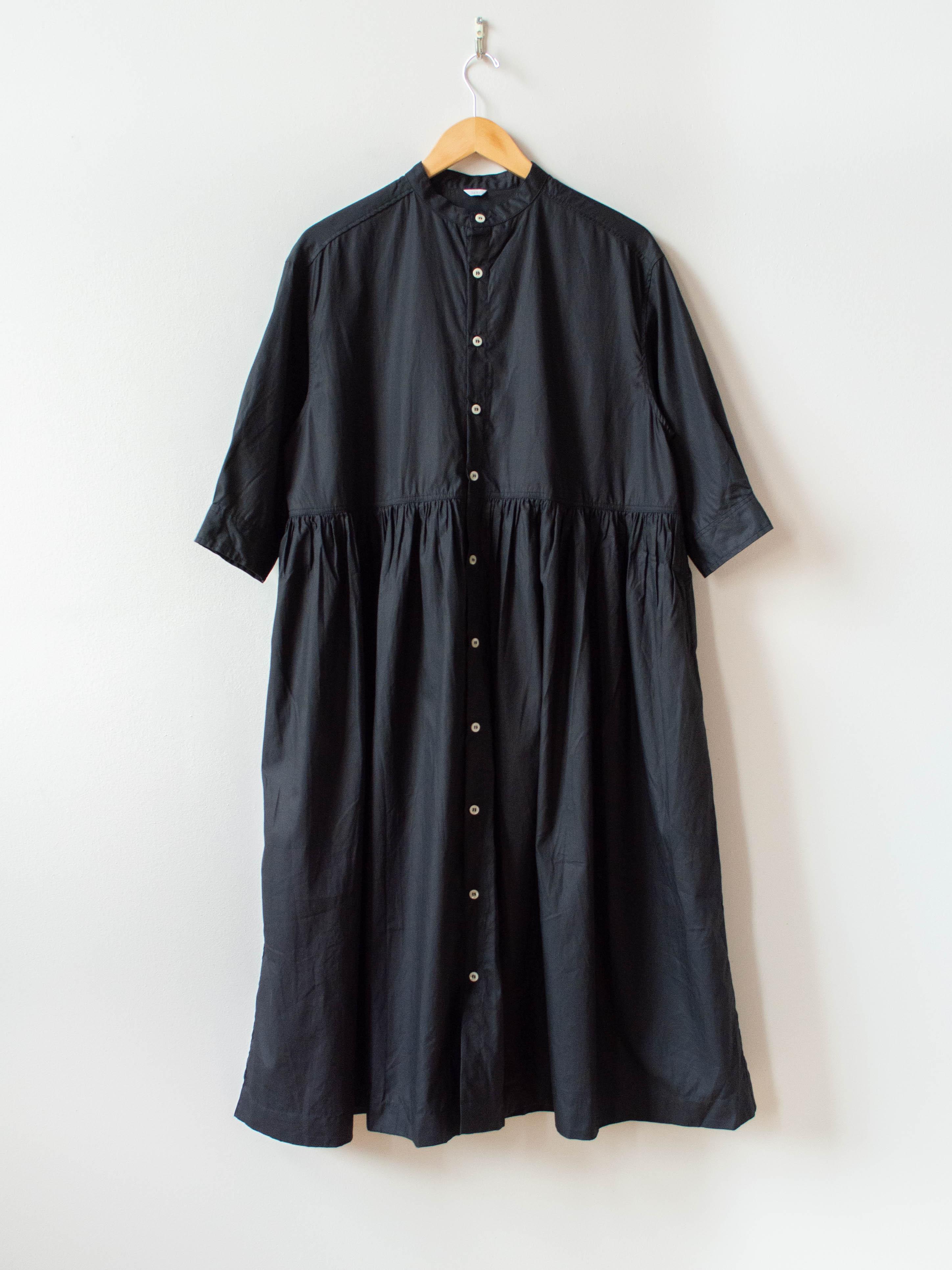 Namu Shop - Ichi Antiquites Crisp Band Collar Shirt Dress - Black