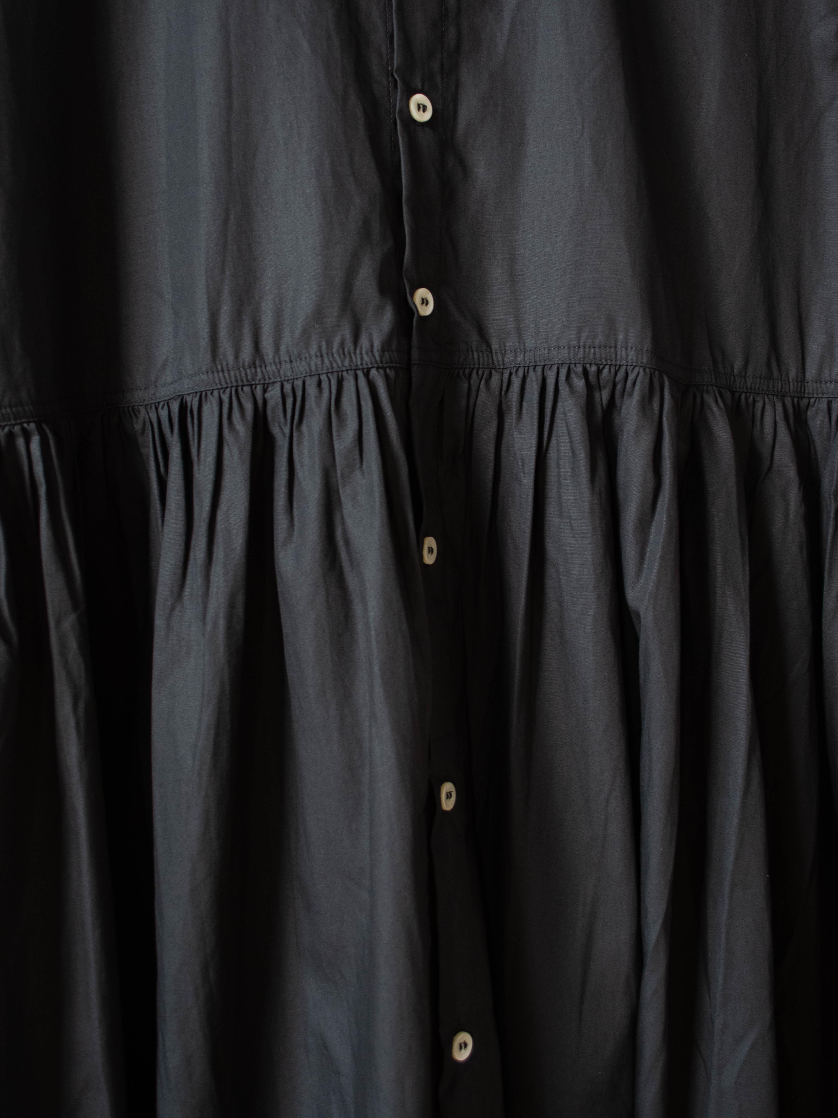 Namu Shop - Ichi Antiquites Crisp Band Collar Shirt Dress - Black