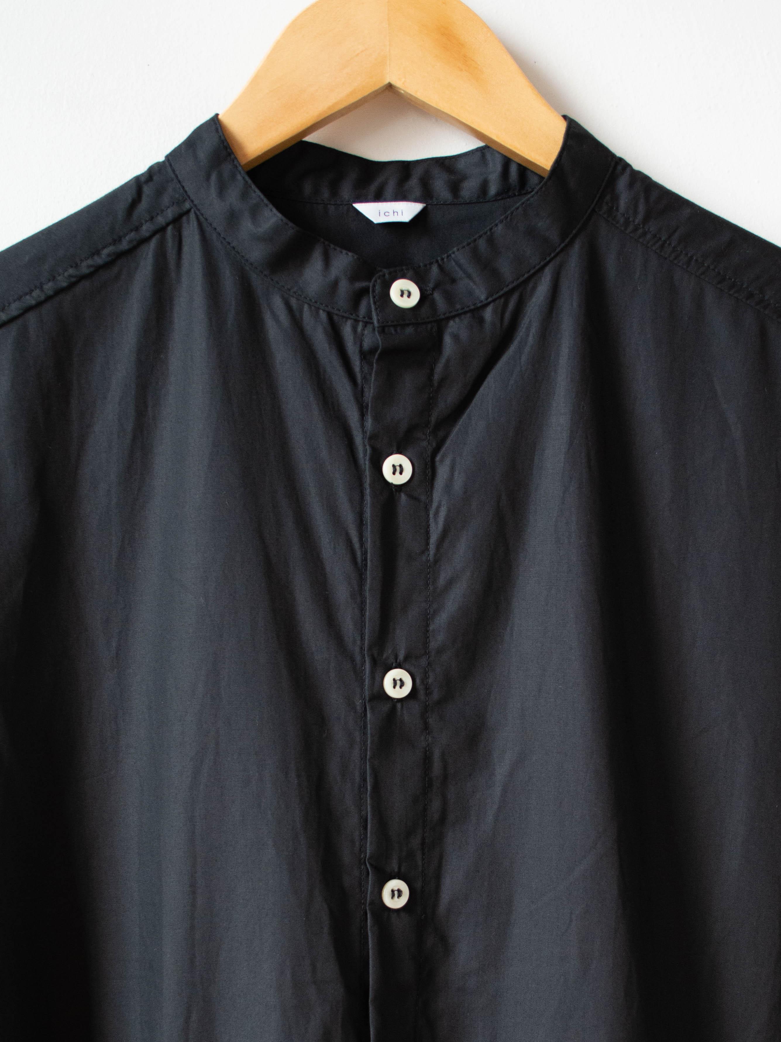 Namu Shop - Ichi Antiquites Crisp Band Collar Shirt Dress - Black