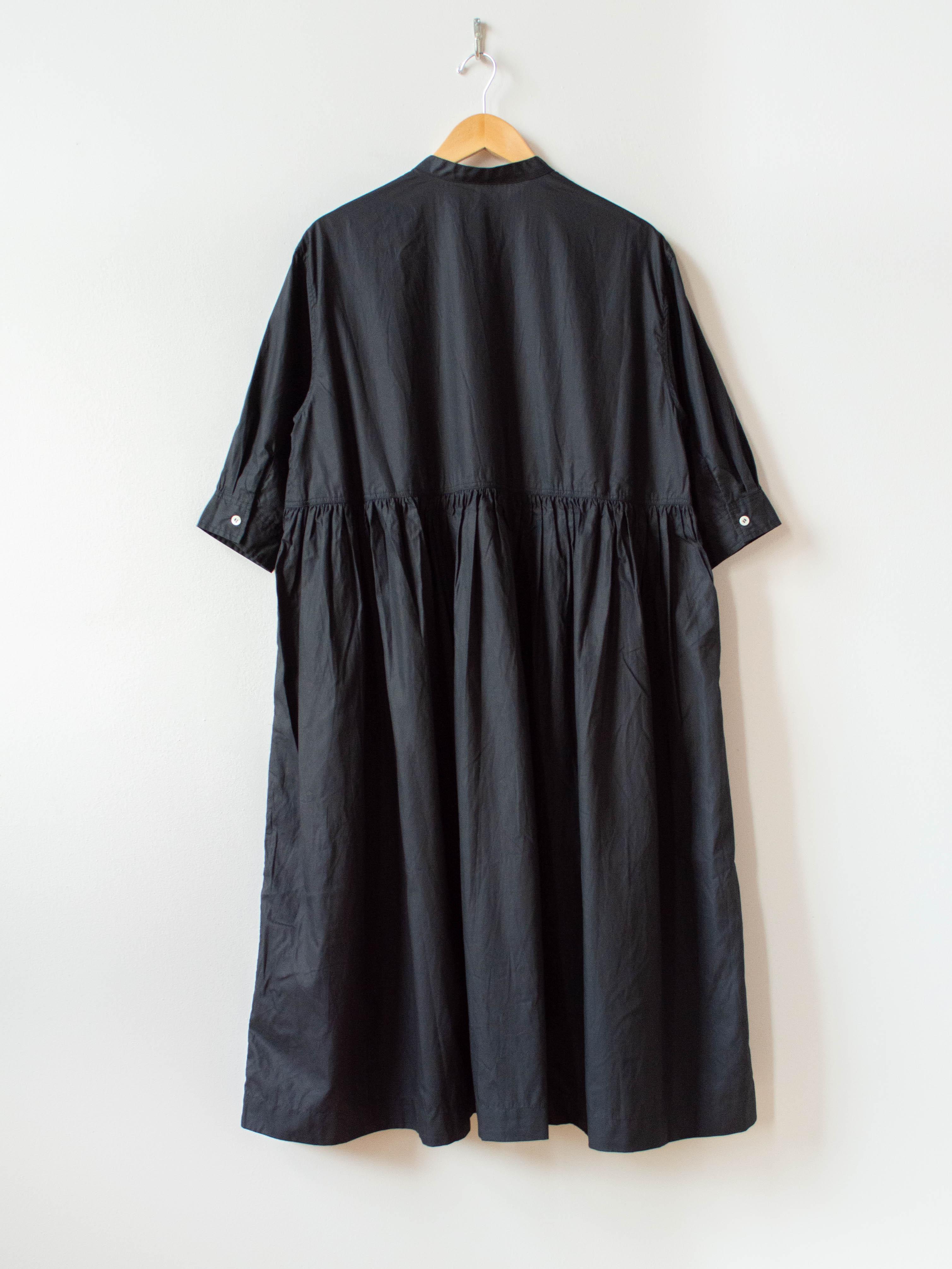 Namu Shop - Ichi Antiquites Crisp Band Collar Shirt Dress - Black
