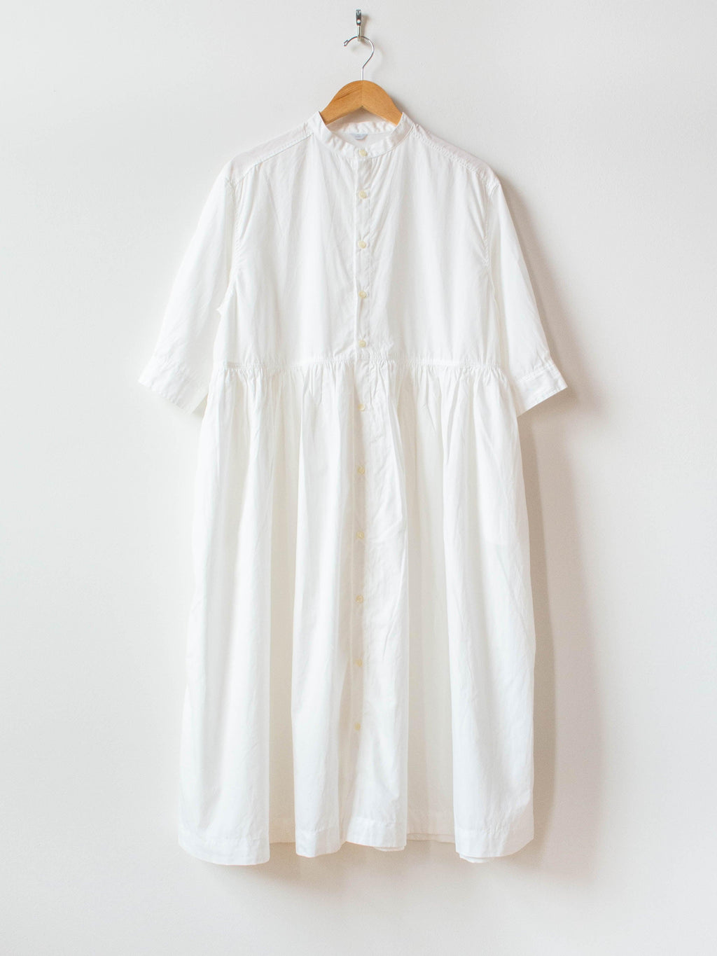 Namu Shop - Ichi Antiquites Crisp Band Collar Shirt Dress - White