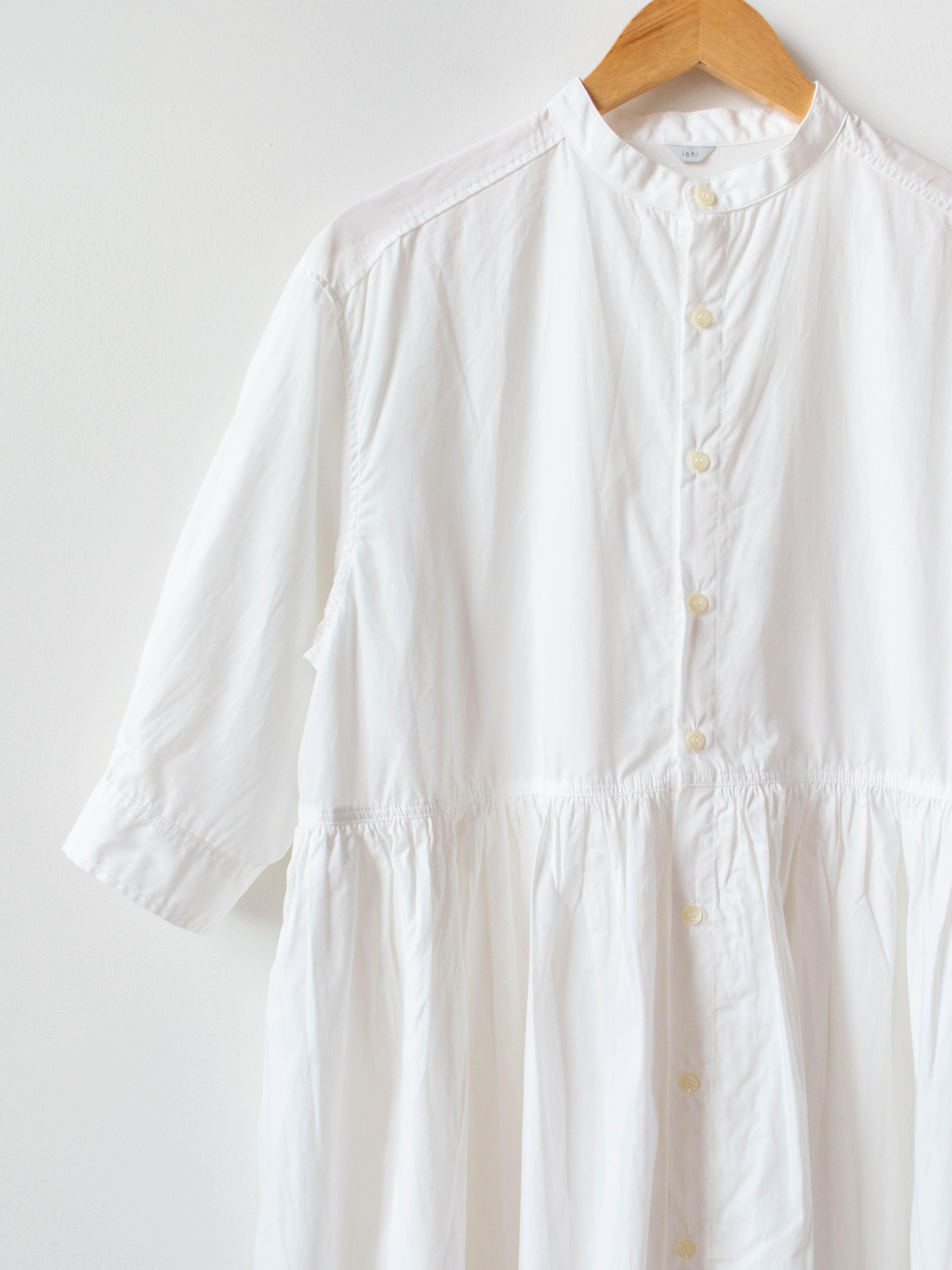 Namu Shop - Ichi Antiquites Crisp Band Collar Shirt Dress - White
