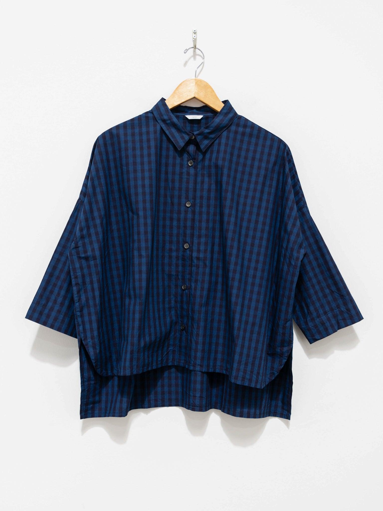 Namu Shop - Ichi Antiquites Indigo Gingham BD Shirt - Navy x Indigo