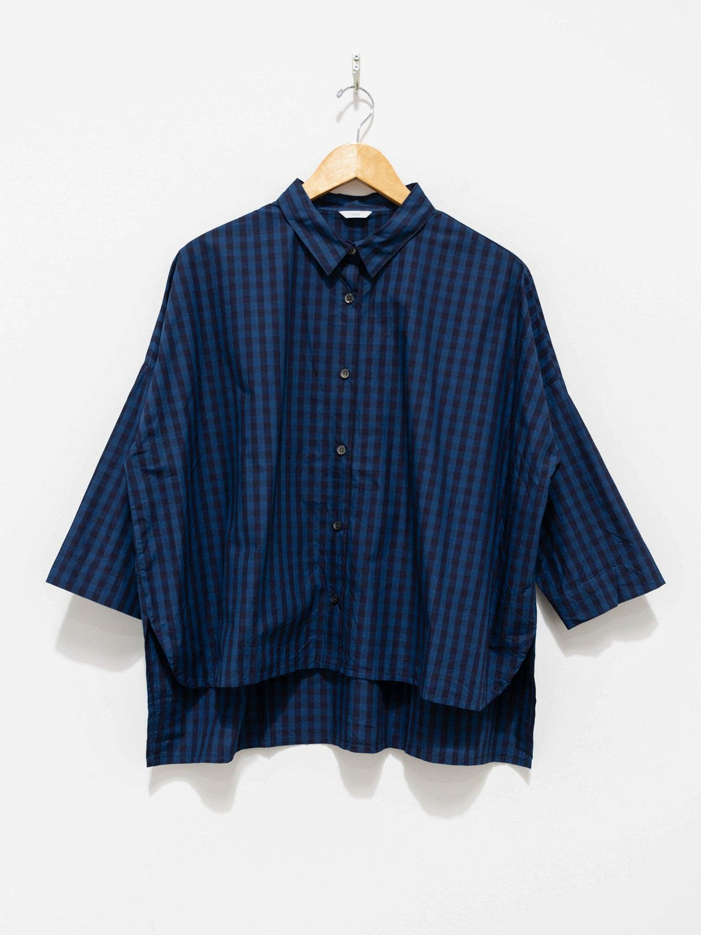 Namu Shop - Ichi Antiquites Indigo Gingham BD Shirt - Navy x Indigo