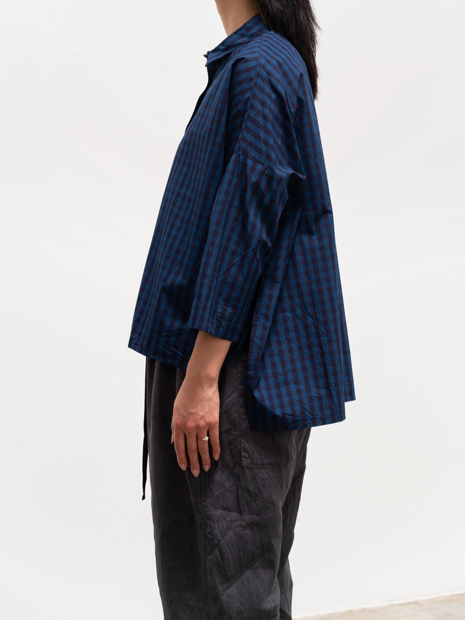 Namu Shop - Ichi Antiquites Indigo Gingham BD Shirt - Navy x Indigo