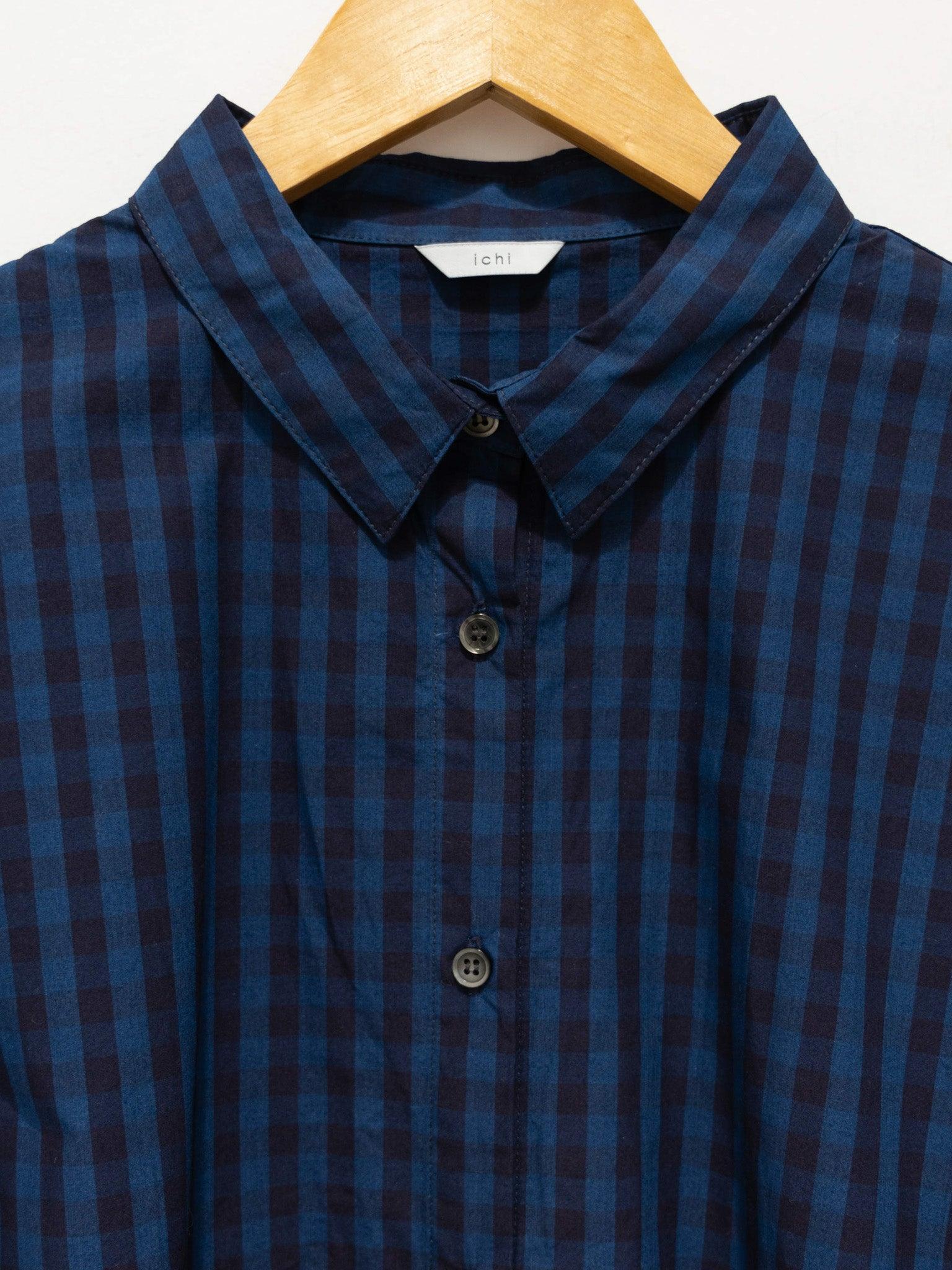 Namu Shop - Ichi Antiquites Indigo Gingham BD Shirt - Navy x Indigo