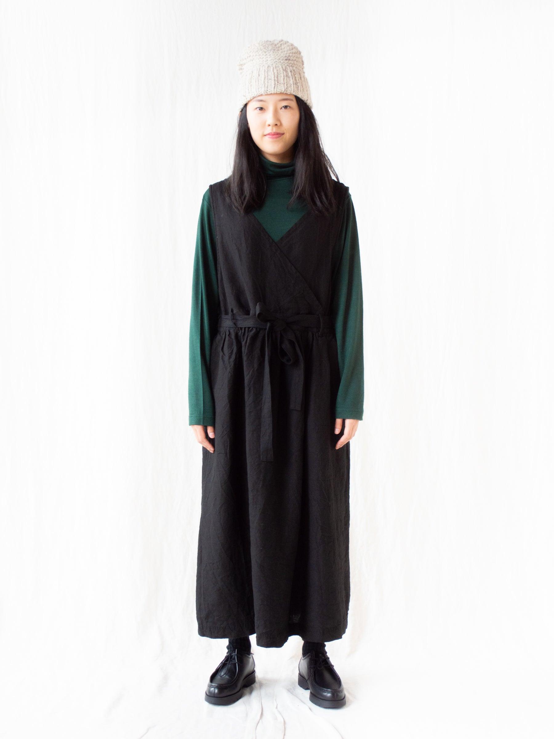 Namu Shop - Ichi Antiquites KOTOHIRADAKI Linen Dress - Black