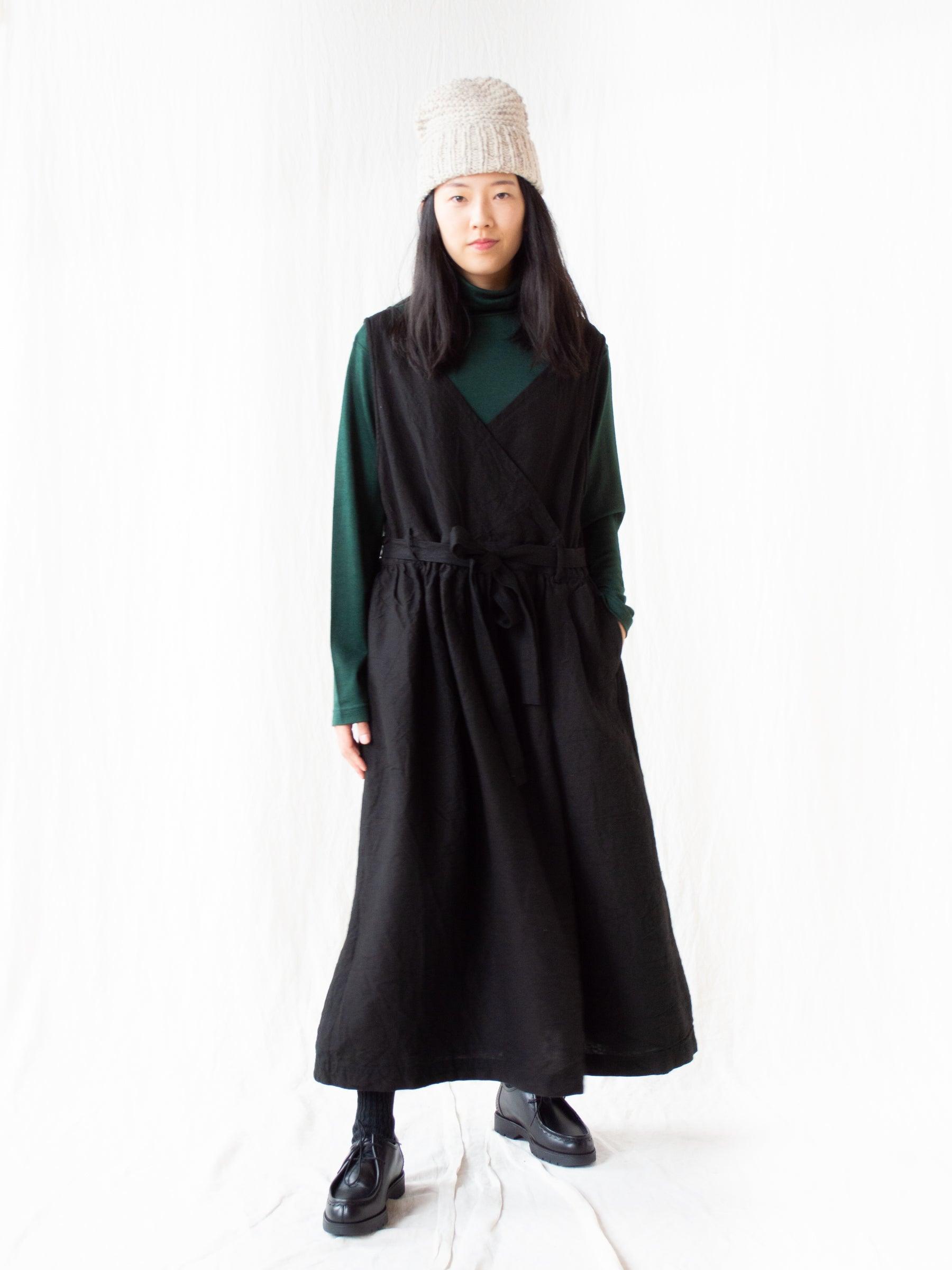 Namu Shop - Ichi Antiquites KOTOHIRADAKI Linen Dress - Black
