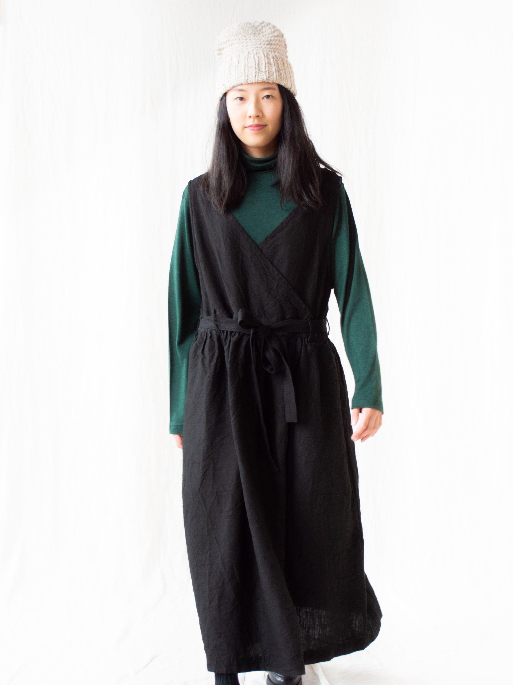 Namu Shop - Ichi Antiquites KOTOHIRADAKI Linen Dress - Black