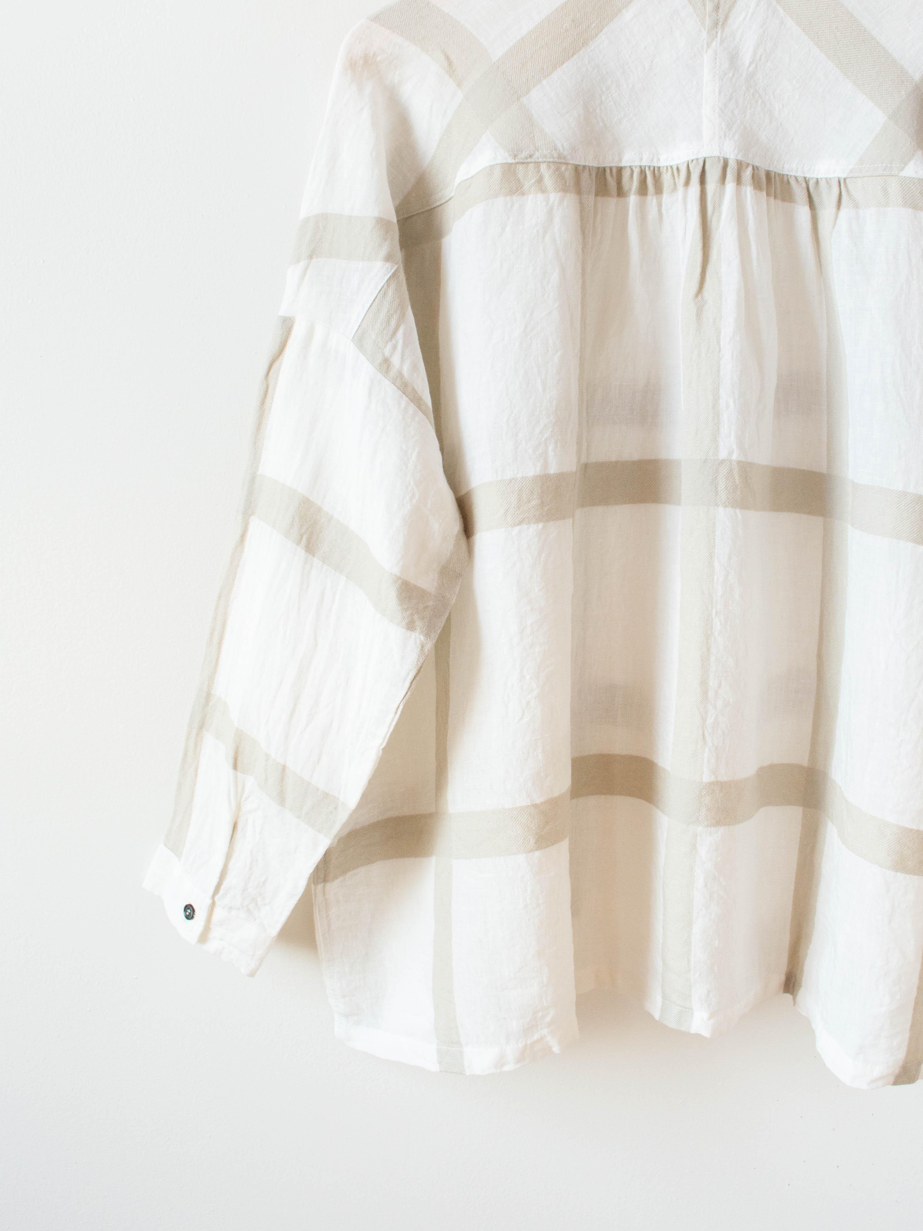 Namu Shop - Ichi Antiquites Lattice Check Shirt - White x Beige