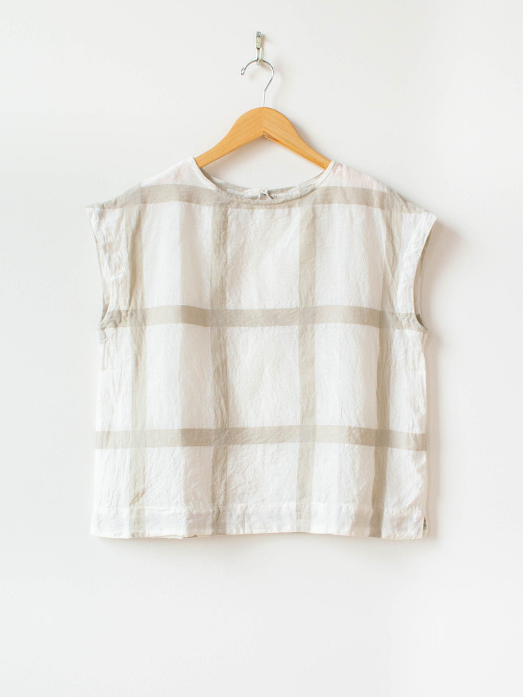 Namu Shop - Ichi Antiquites Lattice Check Sleeveless Top - White x Beige