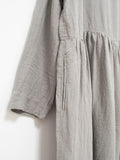 Namu Shop - Ichi Antiquites Linen Azumadaki Dress - Sumi Gray