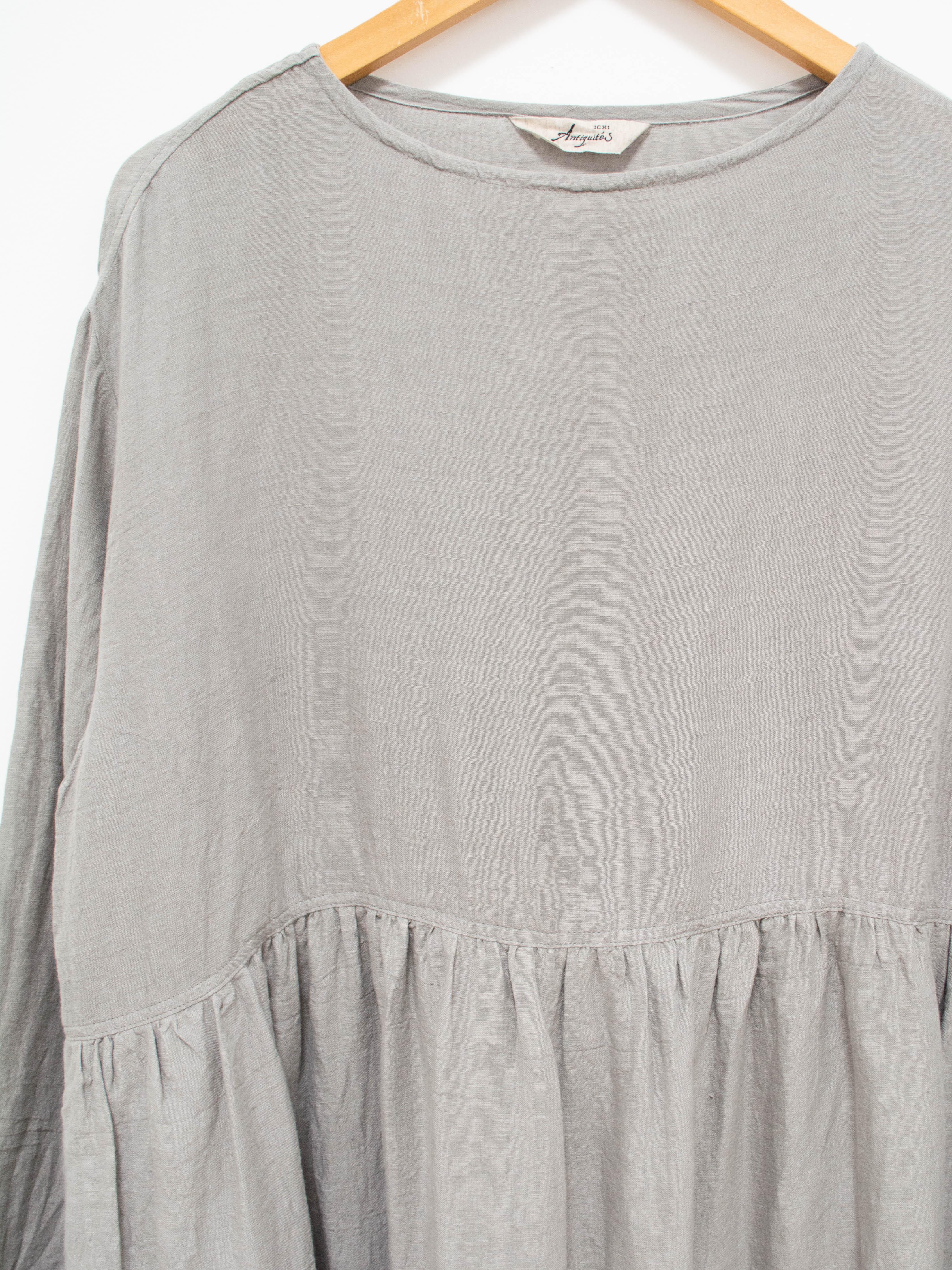 Namu Shop - Ichi Antiquites Linen Azumadaki Dress - Sumi Gray