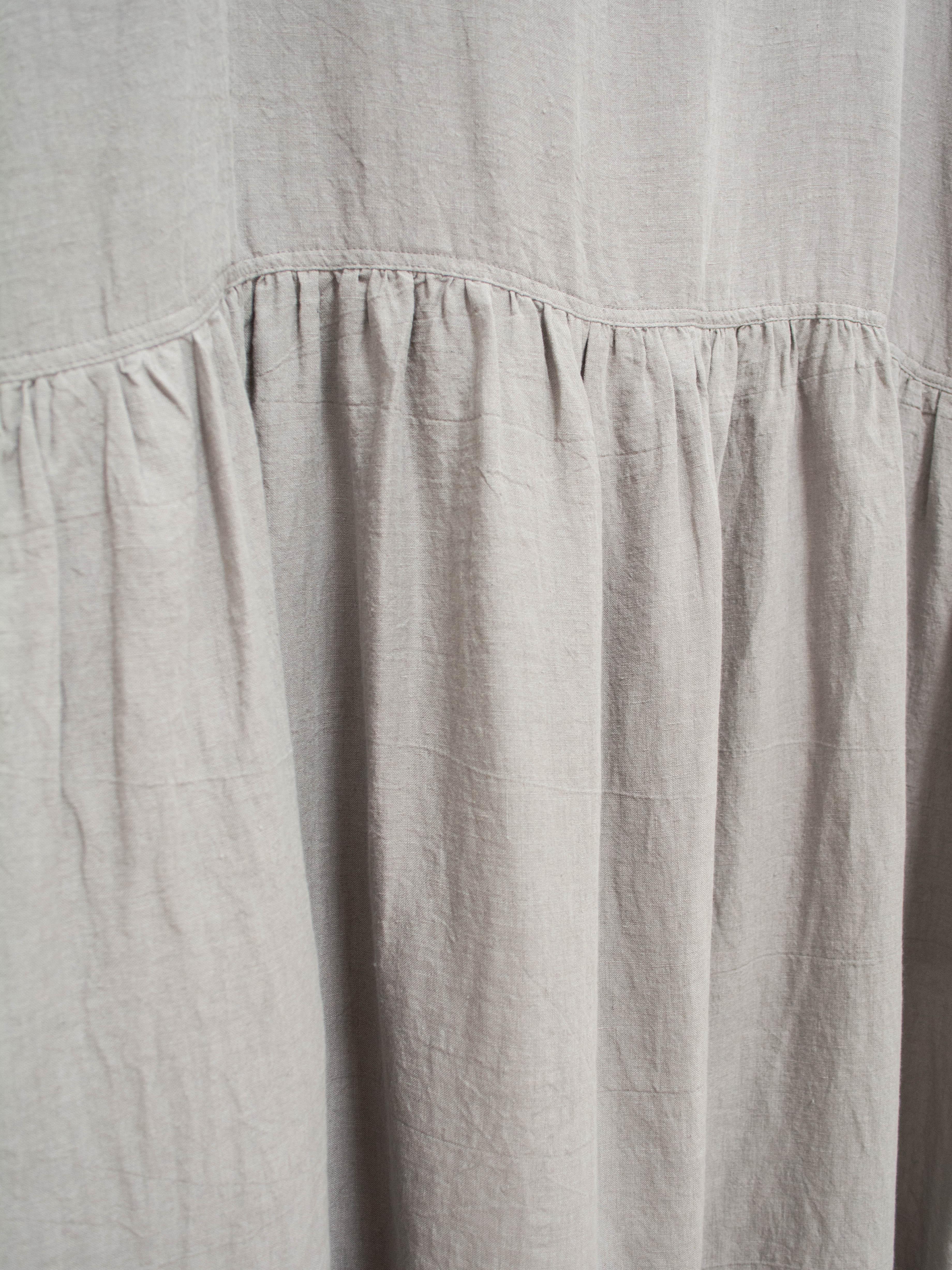 Namu Shop - Ichi Antiquites Linen Azumadaki Dress - Sumi Gray