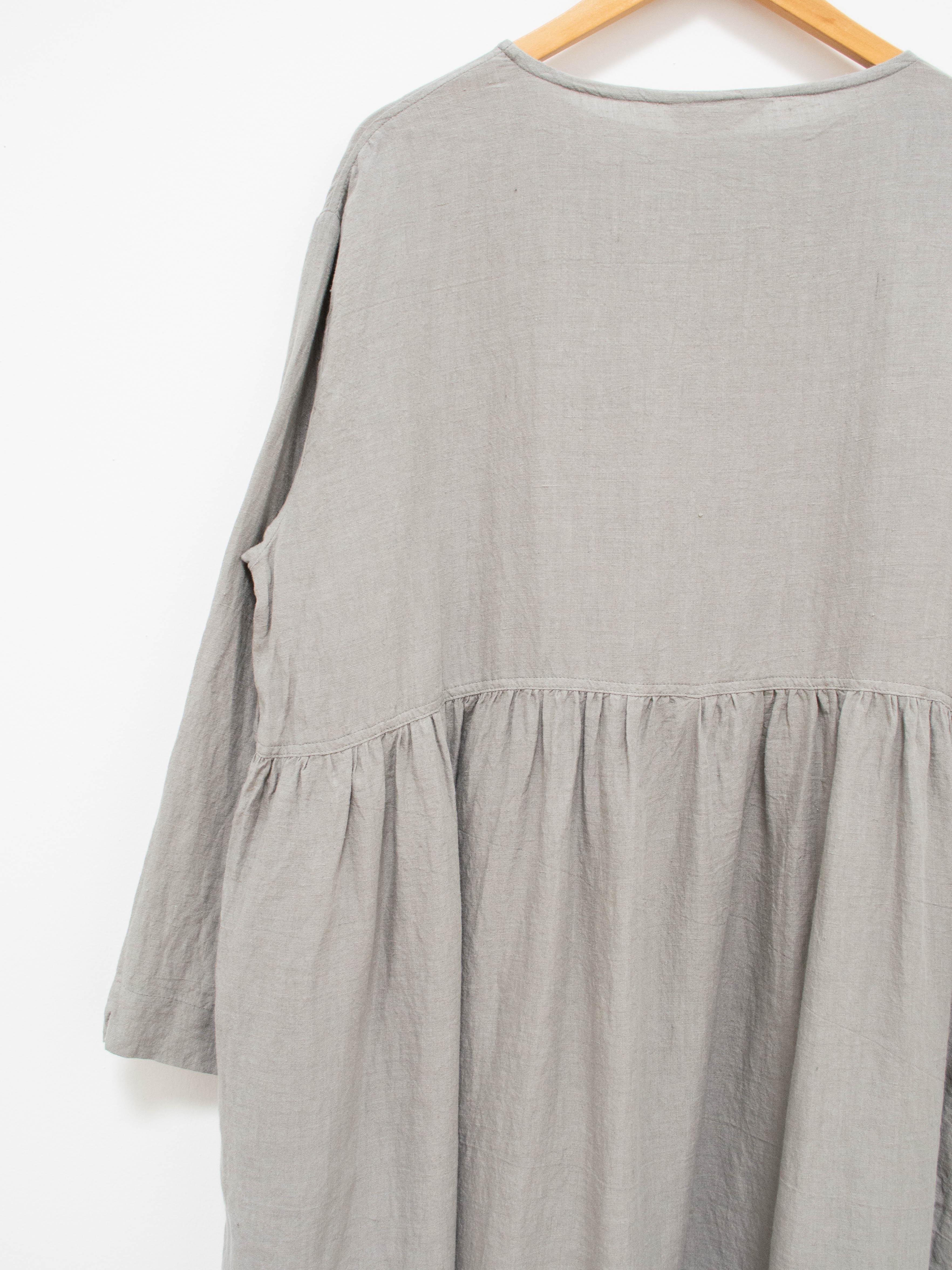 Namu Shop - Ichi Antiquites Linen Azumadaki Dress - Sumi Gray
