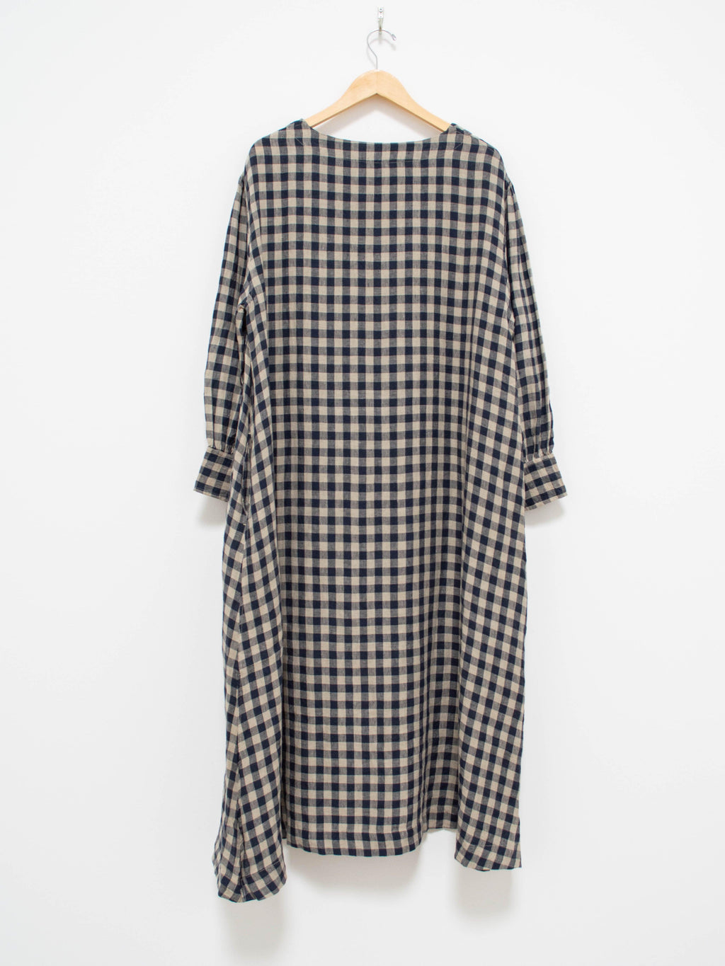 Namu Shop - Ichi Antiquites Linen Azumadaki Gingham Dress - Beige