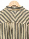 Namu Shop - Ichi Antiquites Linen Azumadaki Stripe Shirt - Beige x Blue